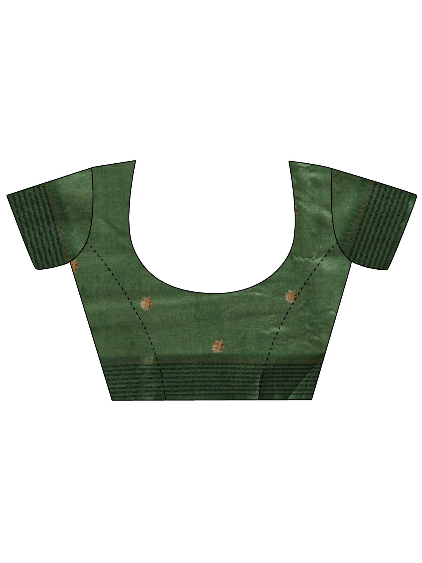 Libas Green Royal Printed Silk Blend Saree With Unstitched Blouse Piece