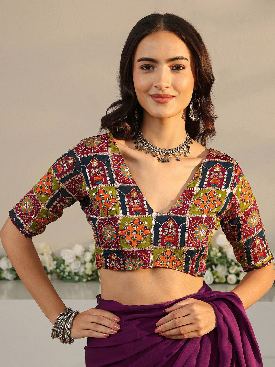 Mameraa Burgundy Solid Chiffon Saree With Unstitched Blouse Piece