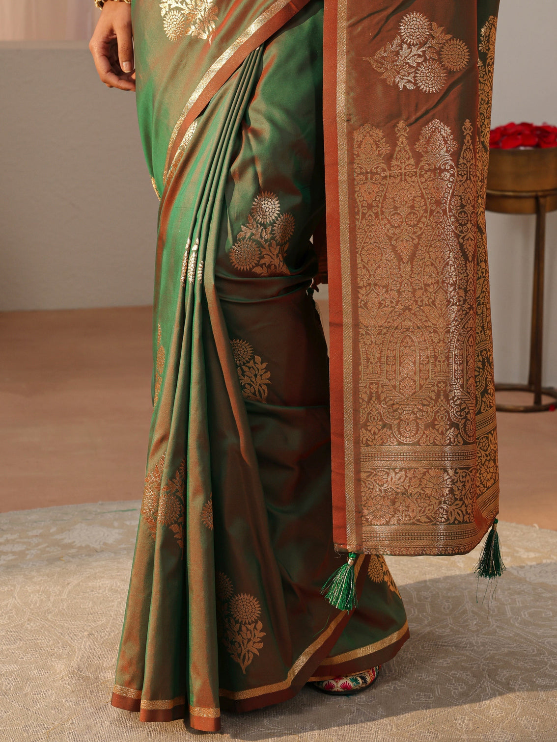 Mameraa Green Kanjeevaram Silk Blend Saree
