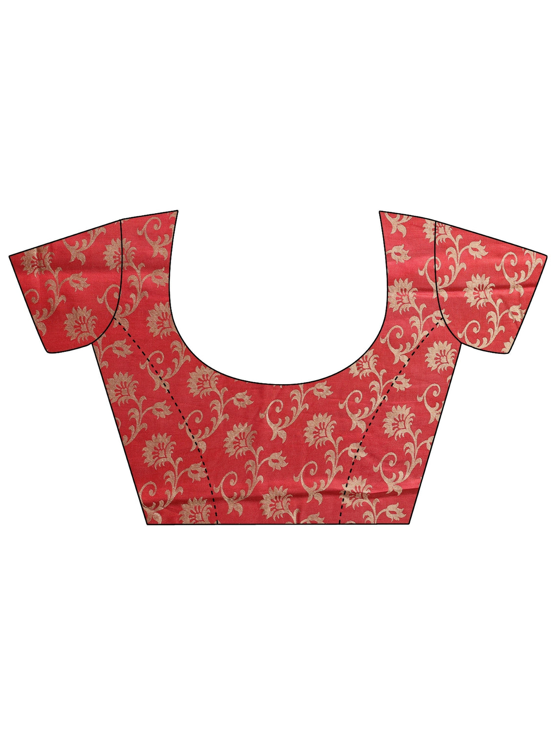 Mameraa Red Floral Printed Silk Blend Tassel Saree