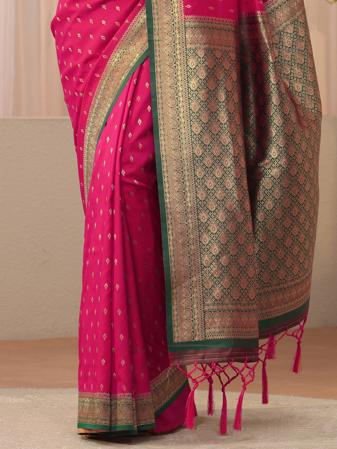 Mameraa Pink Kanjeevaram Silk Blend Saree