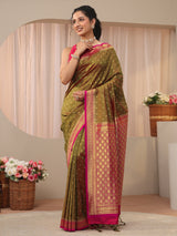 Libas Green Kanjeevaram Silk Blend Saree