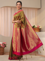Libas Green Kanjeevaram Silk Blend Saree