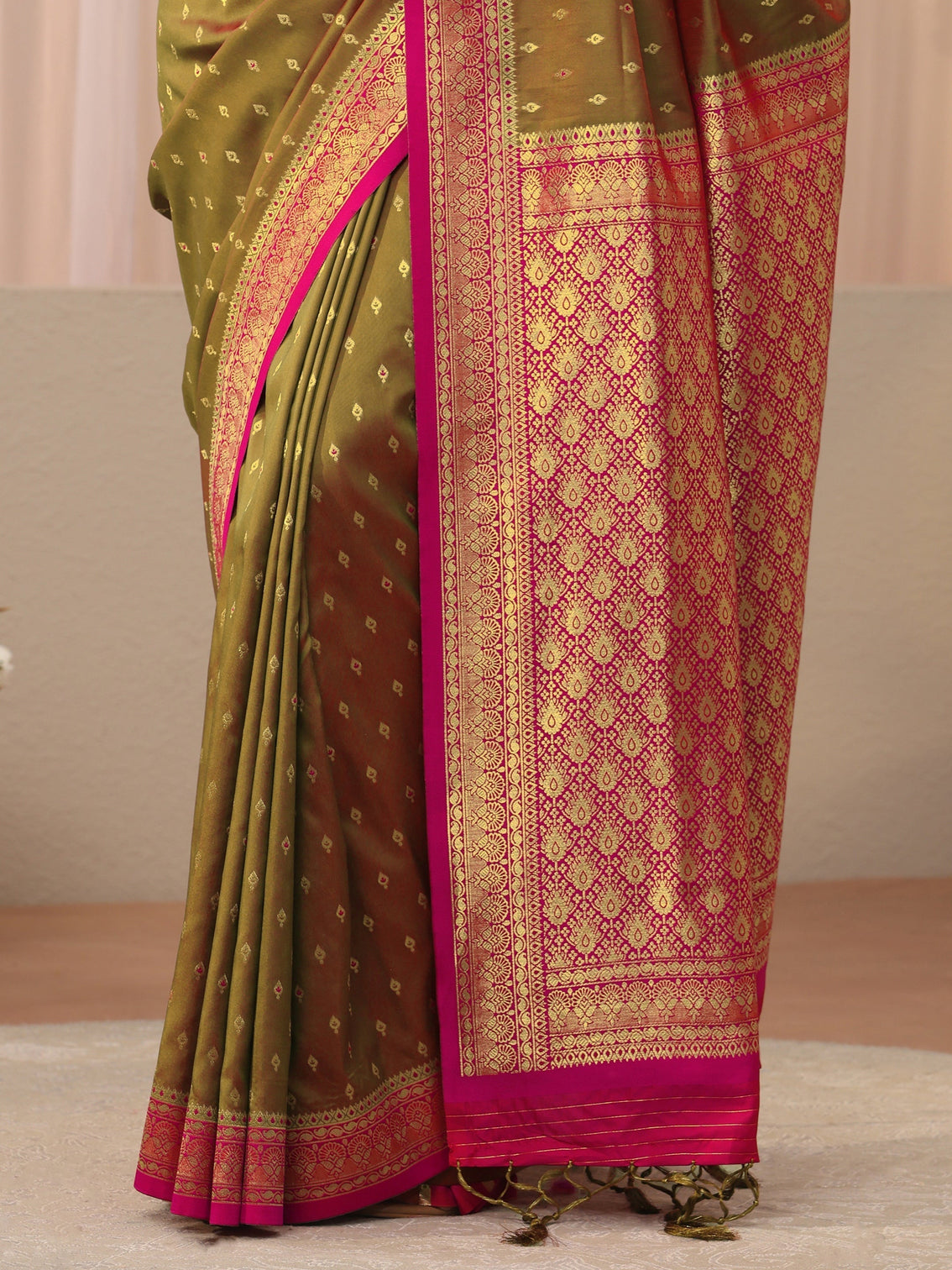Mameraa Green Kanjeevaram Silk Blend Saree