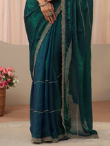Libas Green Embellished Tissue Saree