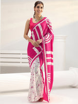 Libas Pink Abstract Batik Printed Cotton Saree