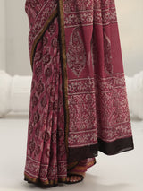 Libas Pink Dabu Print Cotton Saree