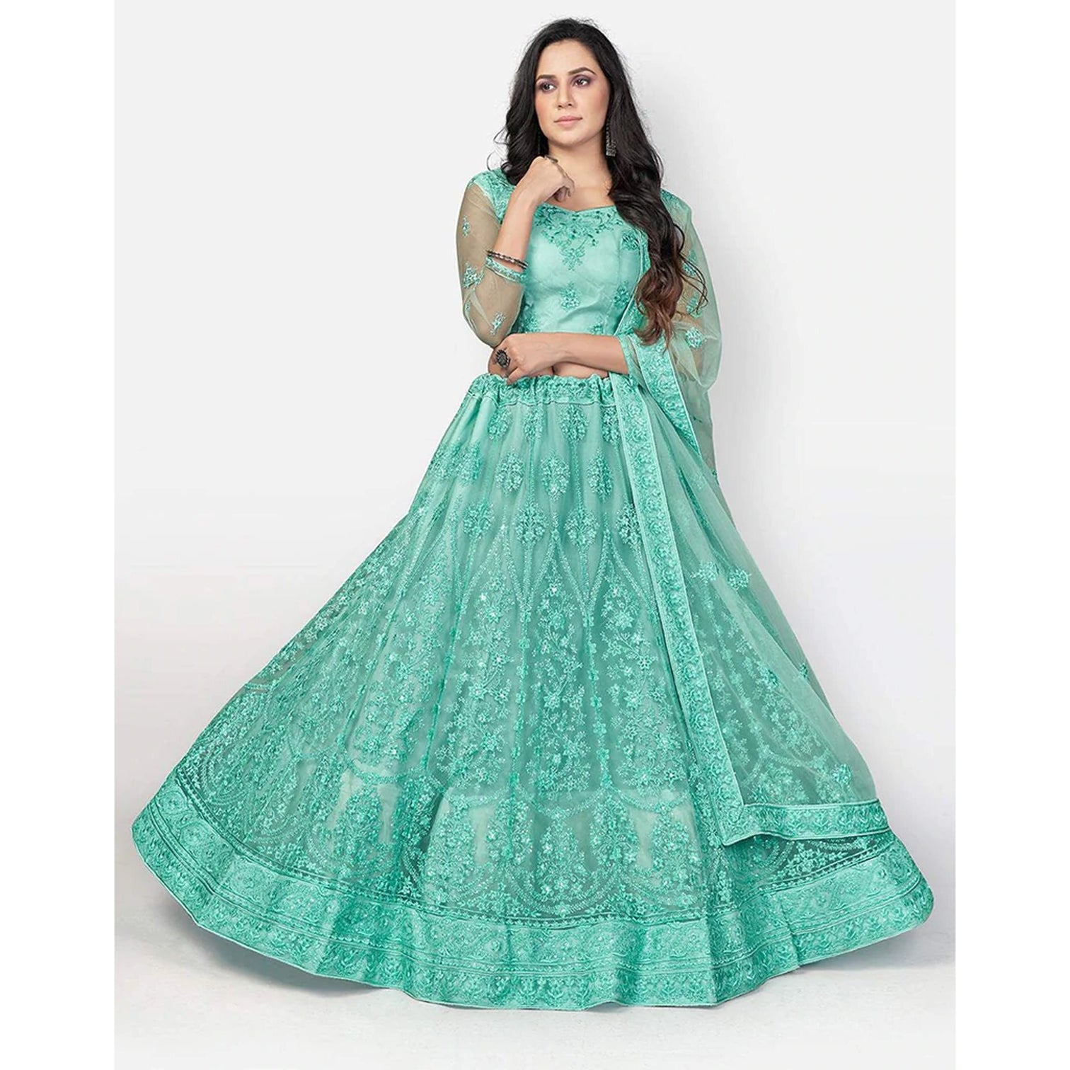 Heavy Soft Net Lehenga Choli with heavy Embroidery Work