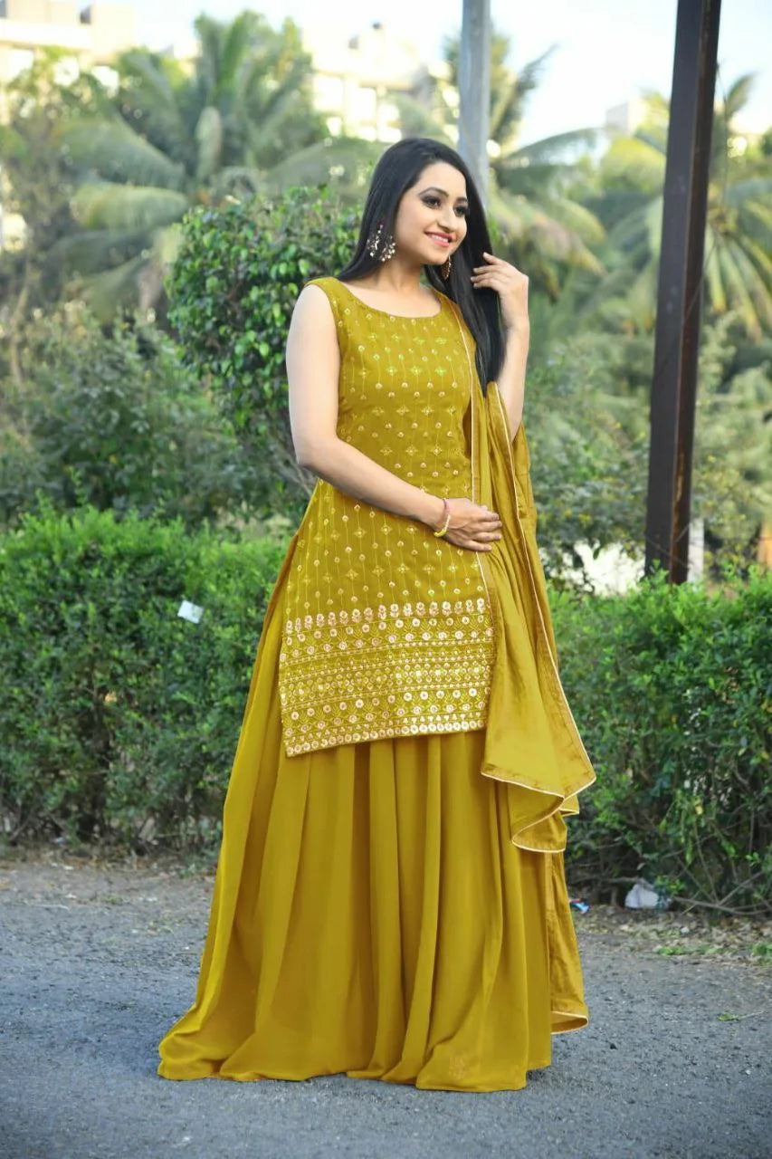 Women's Yellow Sharara Set for Party Wear