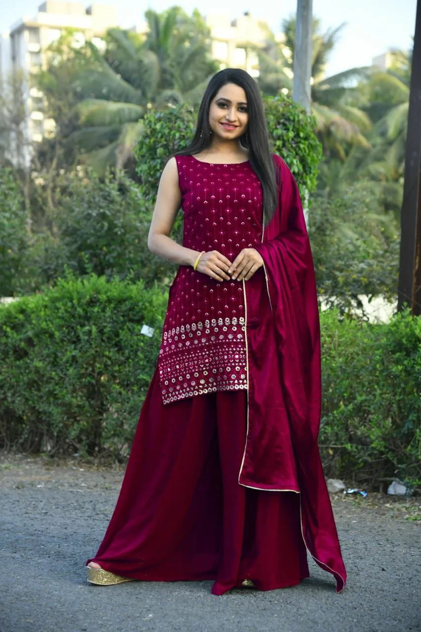 Women's Rani Pink Sharara Set for Party Wear