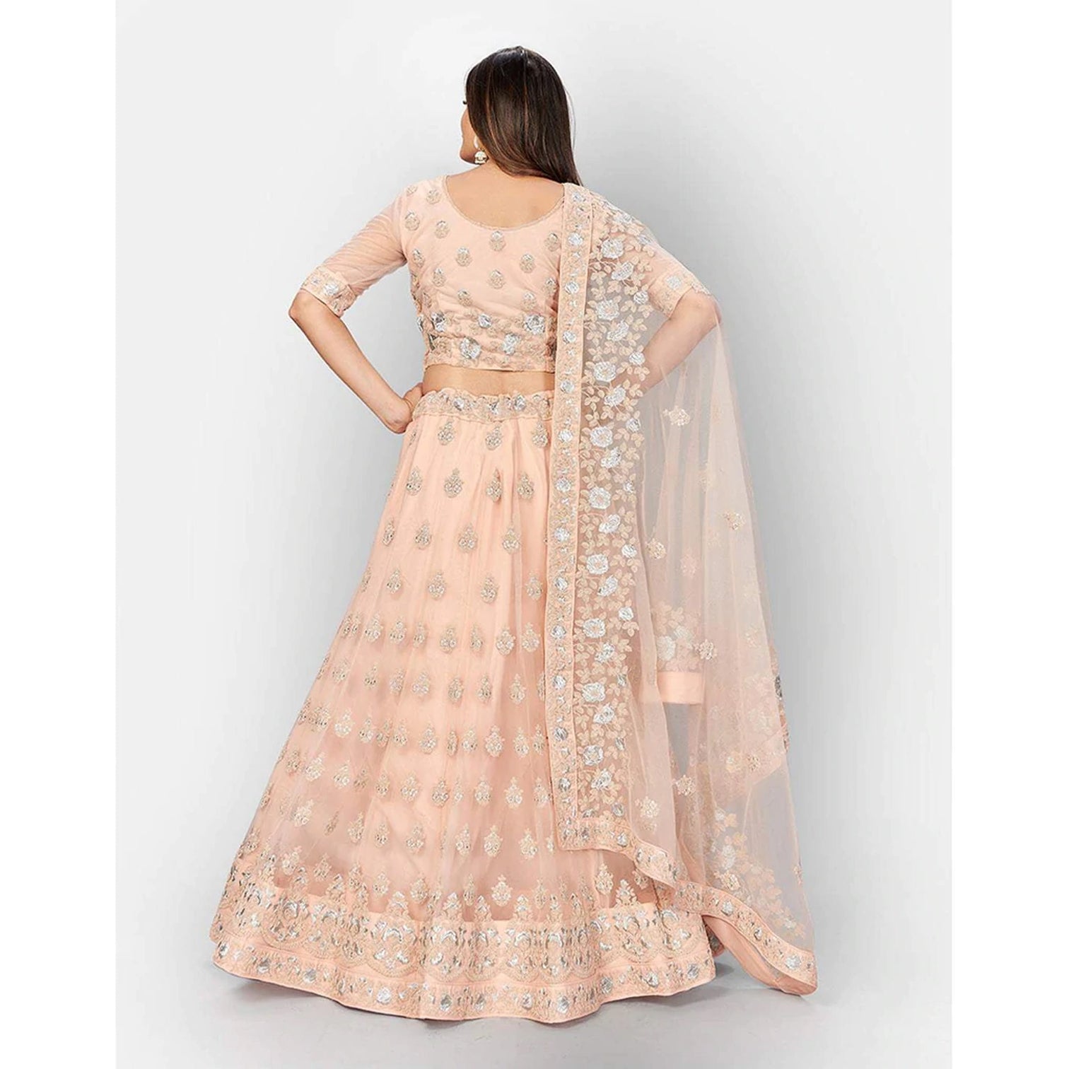 Soft Net Lehenga Choli with heavy Zari and Thread and Embroidery Work