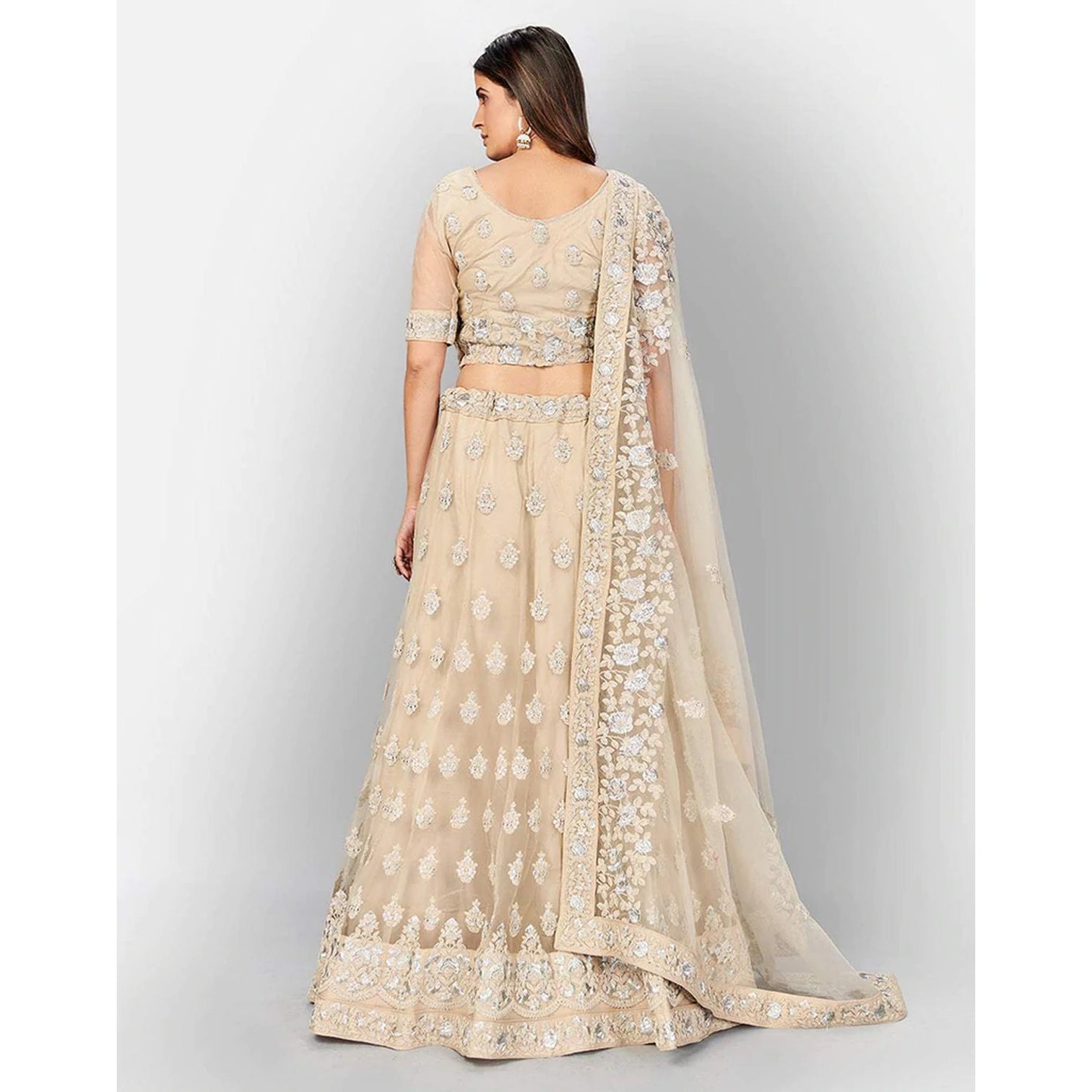 Soft Net Lehenga Choli with heavy Zari and Thread and Embroidery Work