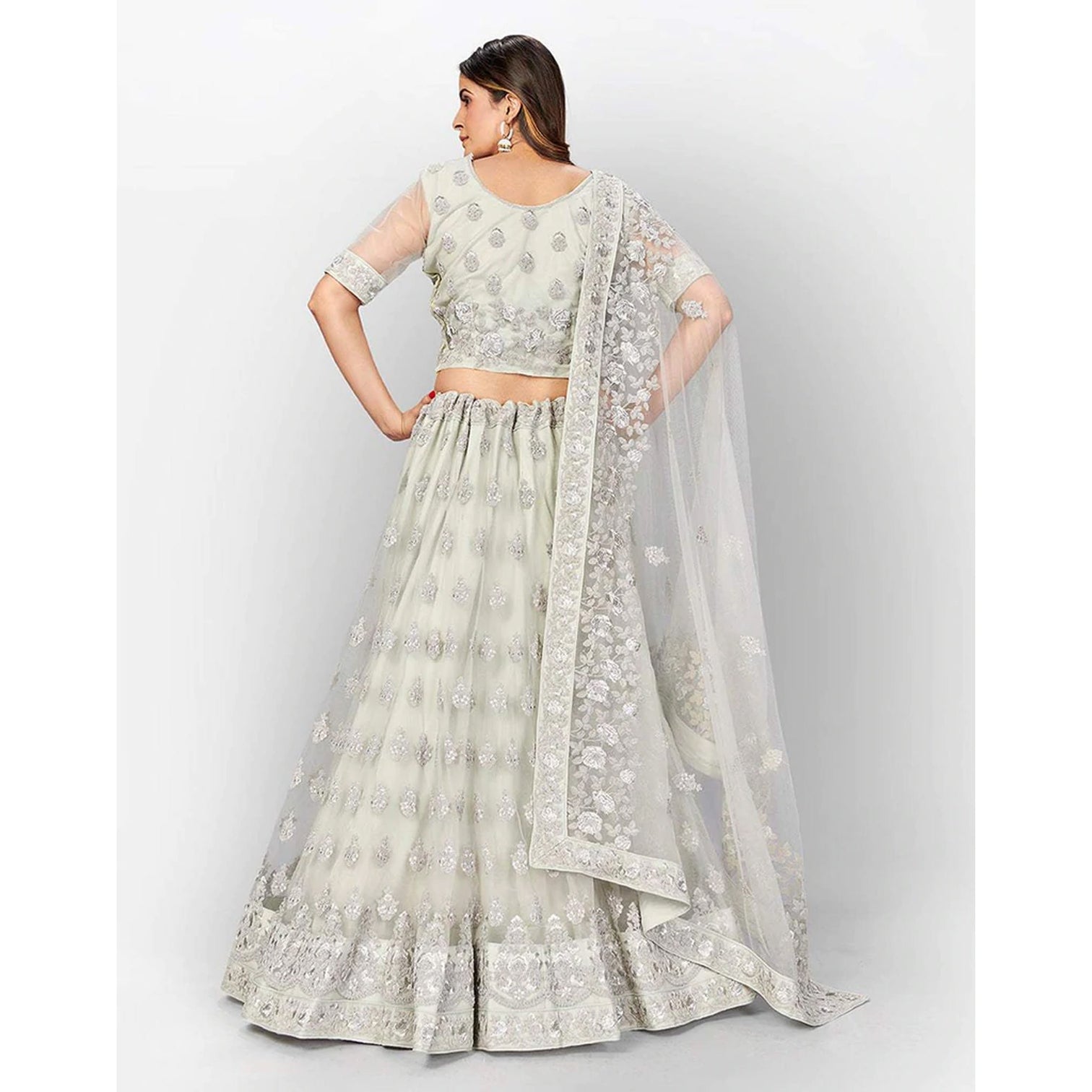 Soft Net Lehenga Choli with heavy Zari and Thread and Embroidery Work