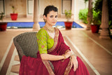 Designer Red Color Swarovski Sequence Work Silk Saree