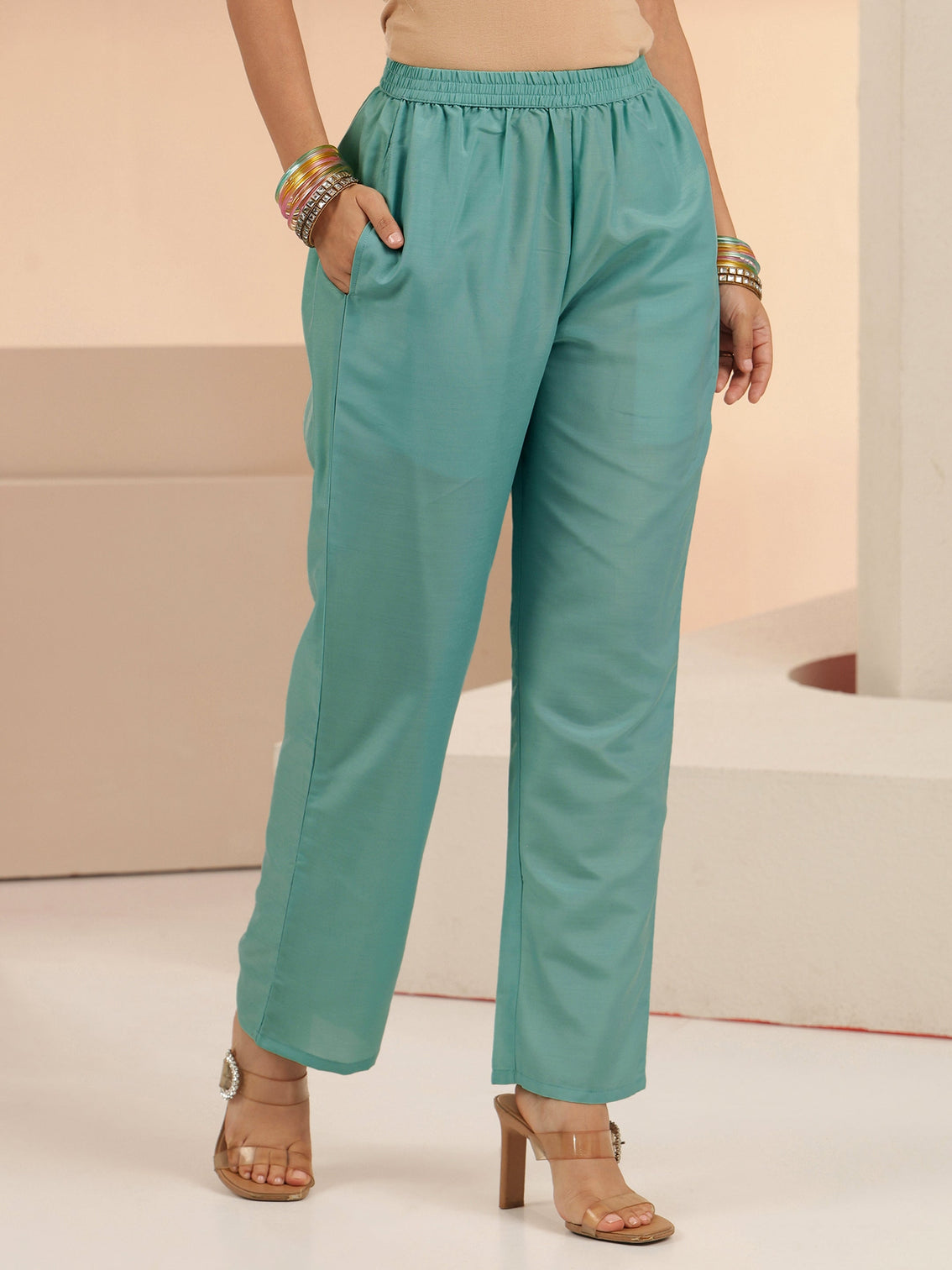 Mameraa Arctic Blue Embroidered Tissue Straight Suit Set