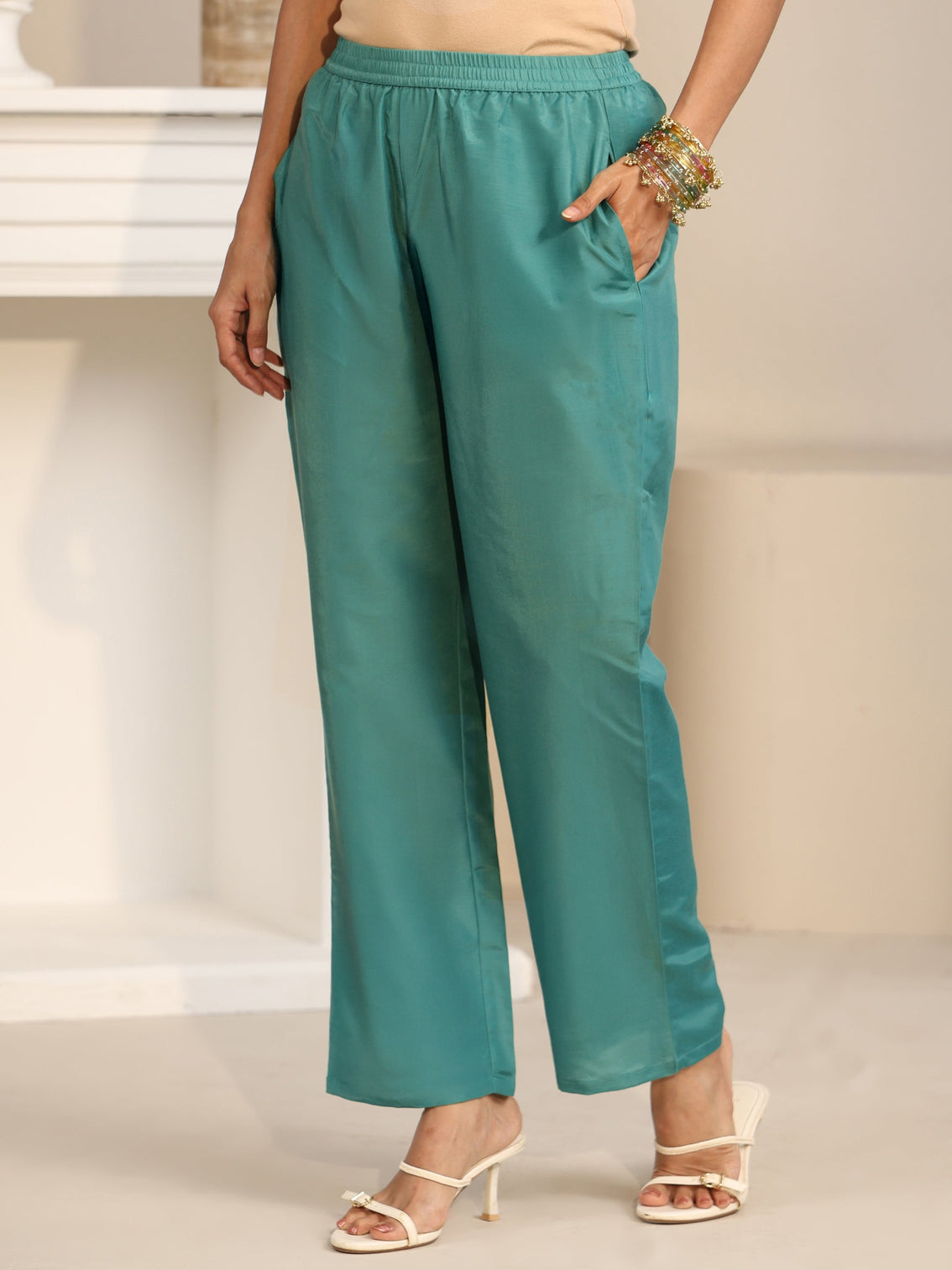 Mameraa Sea Green Floral Embroidered Georgette Straight Suit Set