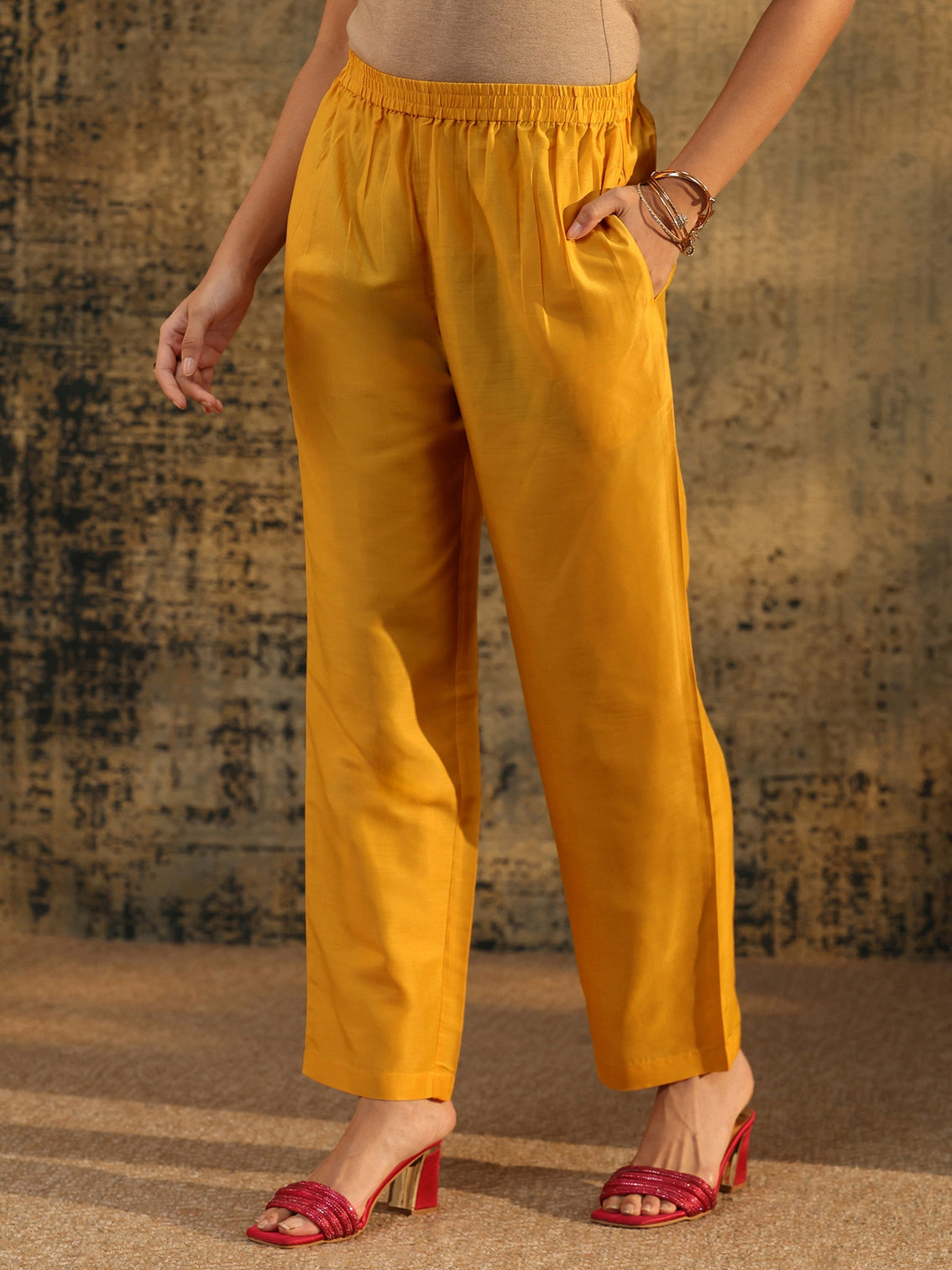 Mameraa Mustard Floral Printed Muslin Straight Suit Set