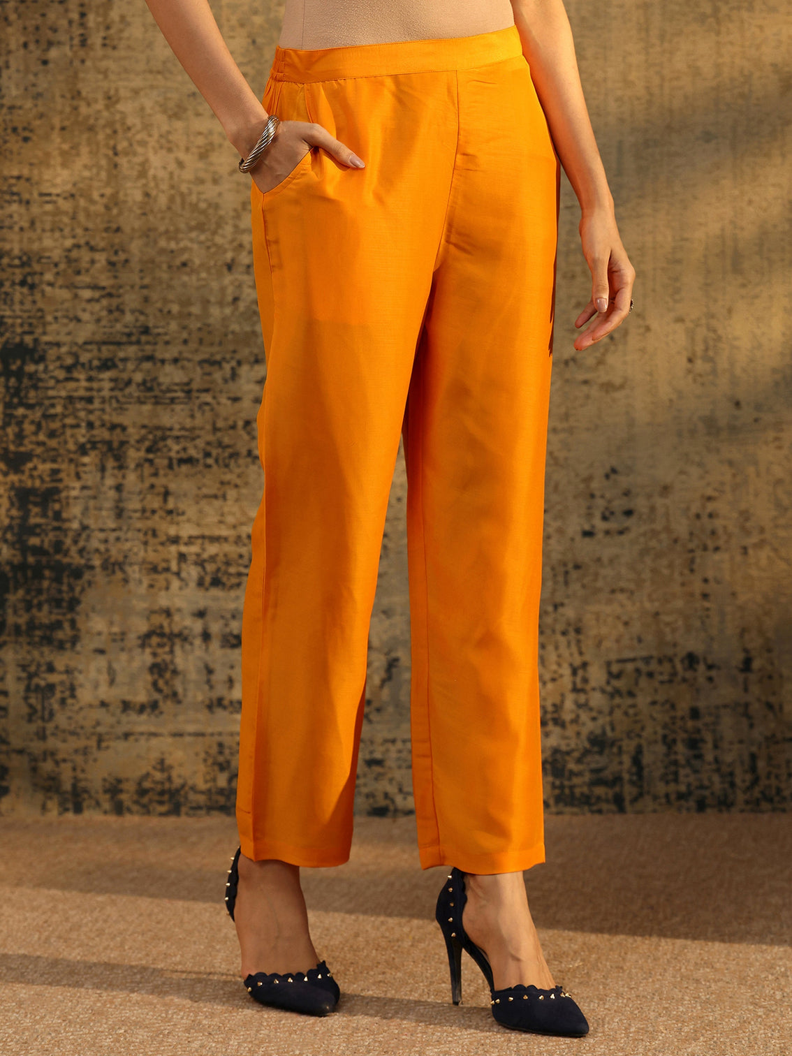 Mameraa Mustard Multi Print Straight Muslin Suit Set