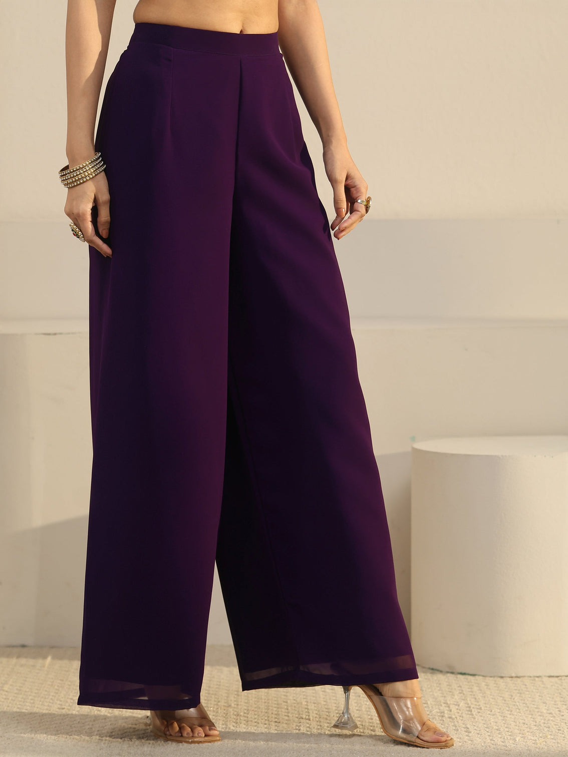 Mameraa Art Plum Purple Floral Embroidered Georgette Anarkali Suit Set