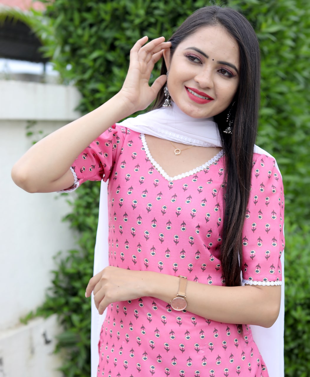 Sharara Set in Pink Cotton with Printed Design