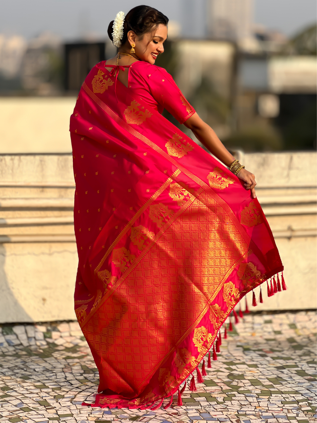 Pink Soft Silk Traditional Zari Woven Saree