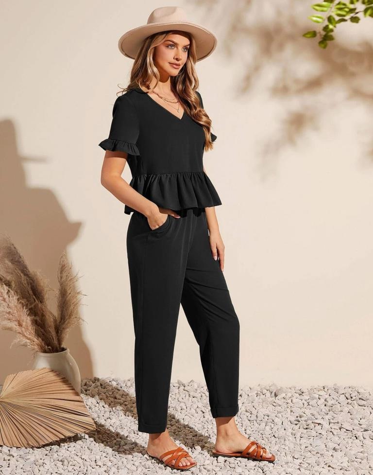 Black ester Plain Co-ord Set