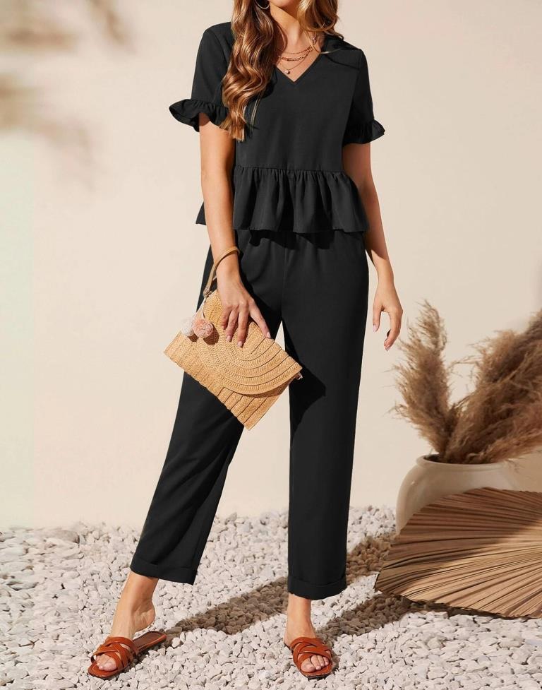 Black ester Plain Co-ord Set