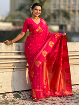Pink Soft Silk Traditional Zari Woven Saree