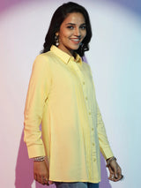 Gerua Yellow Solid Rayon Straight Kurti