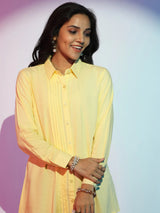 Gerua Yellow Solid Rayon Straight Kurti