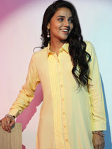 Gerua Yellow Solid Rayon Straight Kurti