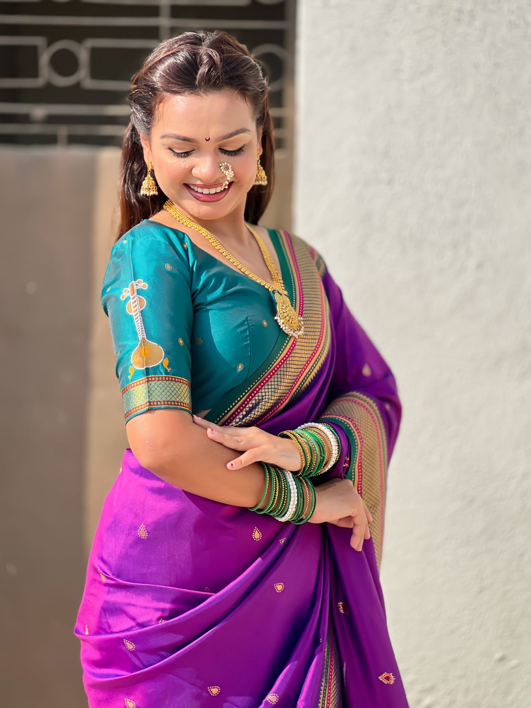 Top Trending Vitthala Contrast Paithani Saree Rakhumai Soft Silk Traditional Design