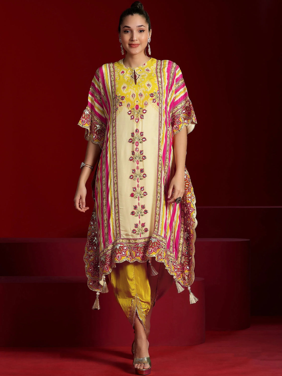 Mameraa Art Multi Printed Silk Blend Co-Ords