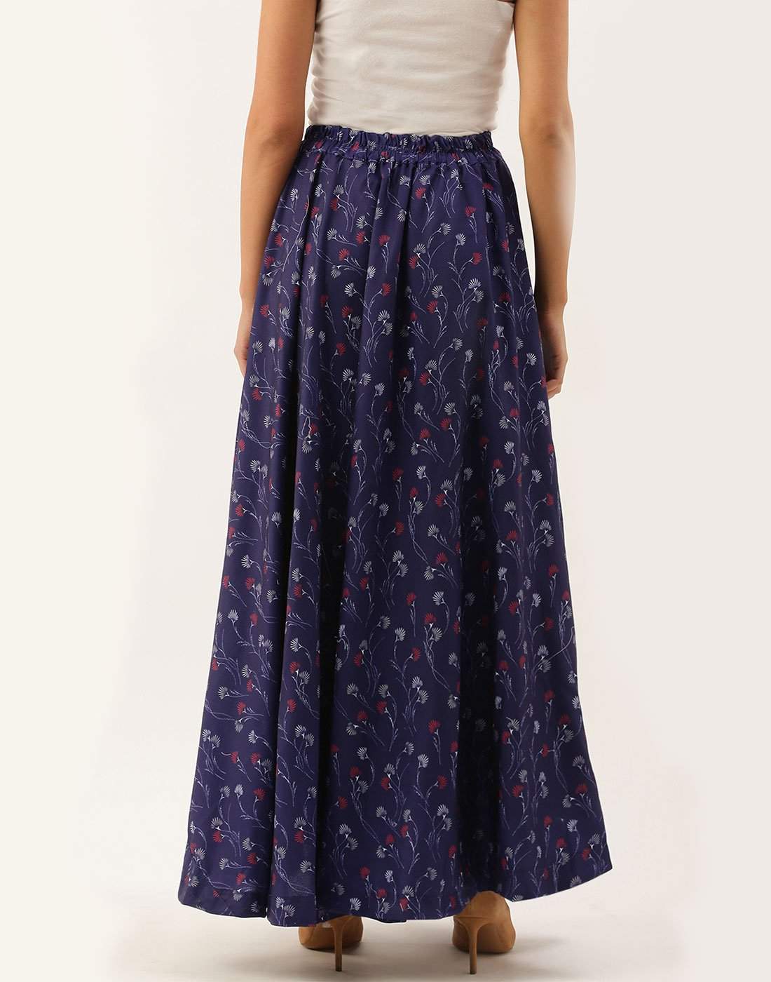 Heavy Cotton Blue Skirt with Digital Print