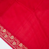 White Contrast with red border - Pure Katan Georgette Banarasi Saree