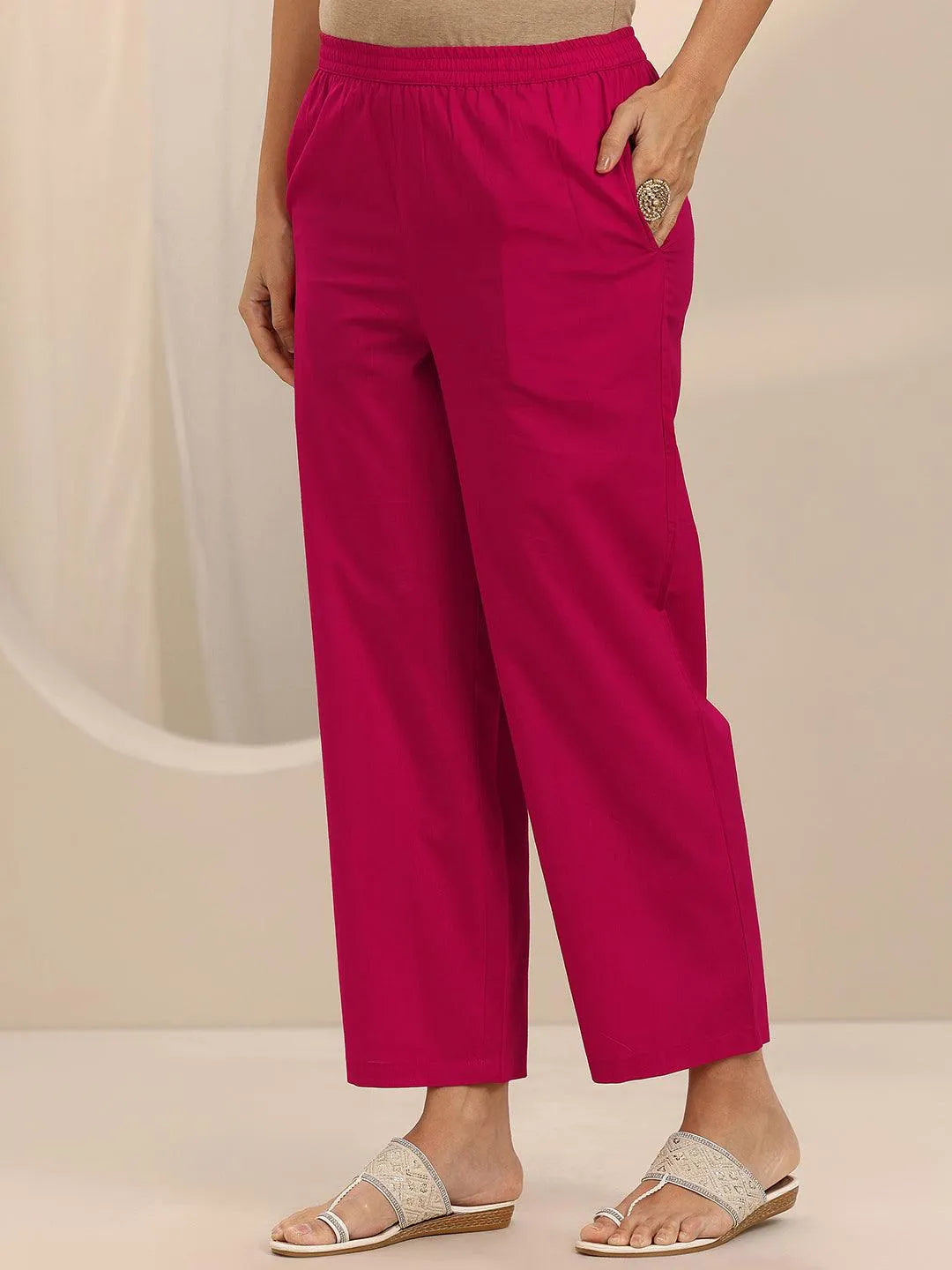 Libas Pink Printed Cotton Straight Suit Set With Dupatta