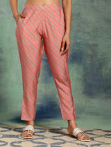 Libas Peach Printed Silk Blend Straight Suit With Dupatta