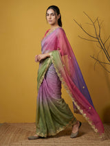 Fendy Satin Designer Saree with Gotapatti Work and Cutwork Piping Border Party Wedding Wear Saree