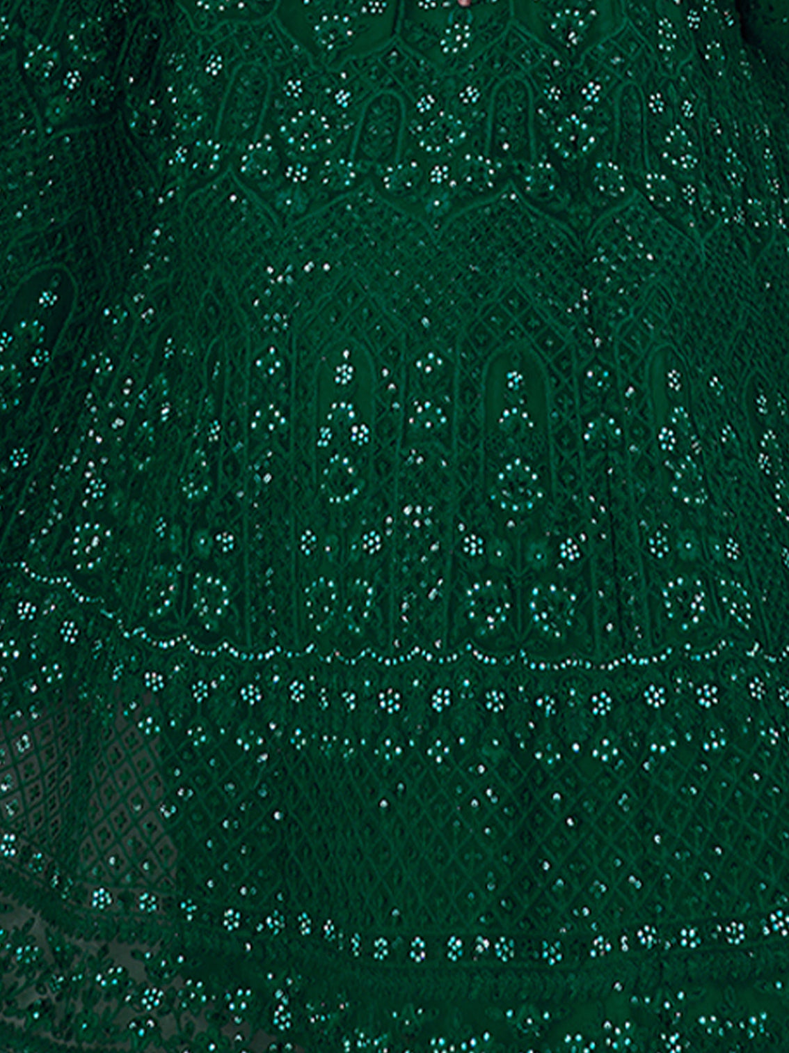 Green Soft Net Embroidered Semi Stitched Lehenga Choli