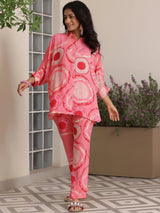 Gerua Pink Printed Silk Blend Co-Ords