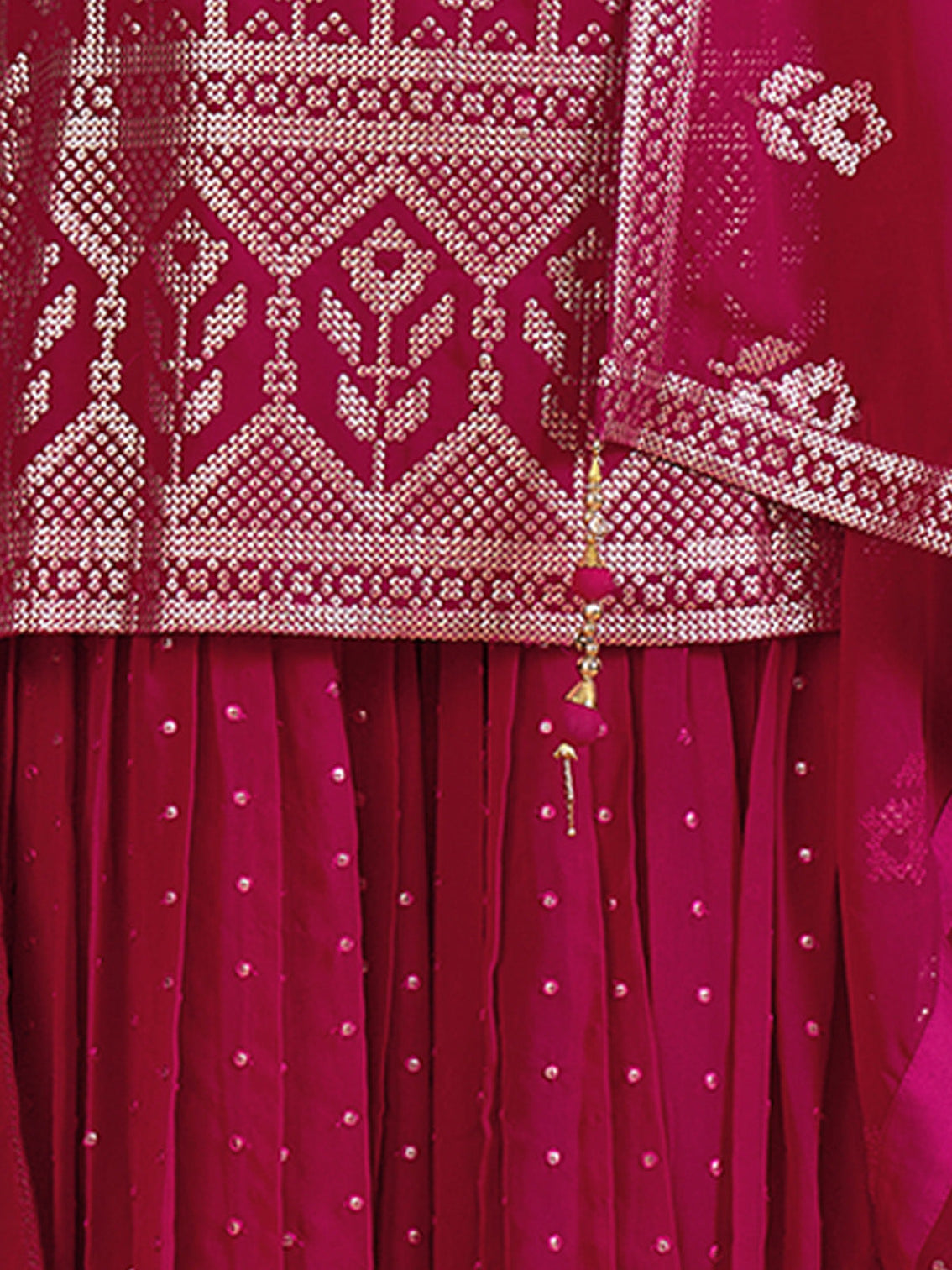 Magenta Embroidered Georgette Partywear Stitched Kurta Set