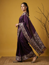 Soft Silk Printed Floral Saree with Rainbow Zari Woven Pallu and Contrast Blouse Festive Party Wear Saree