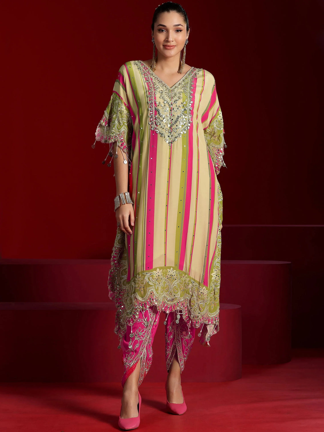 Mameraa Art Multi Printed Silk Blend Co-Ords