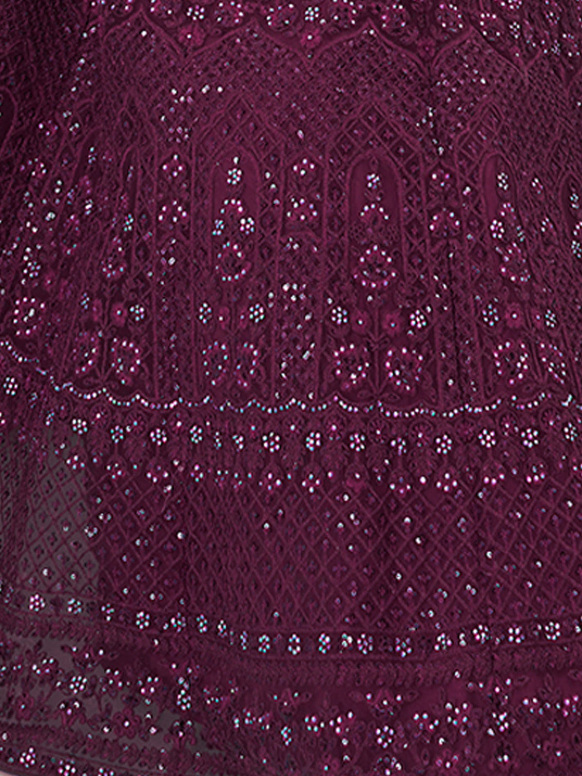 Purple Soft Net Embroidered Semi Stitched Lehenga Choli