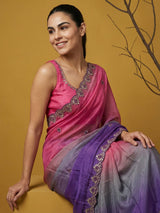 Fendy Satin Designer Saree with Gotapatti Work and Cutwork Piping Border Party Wedding Wear Saree