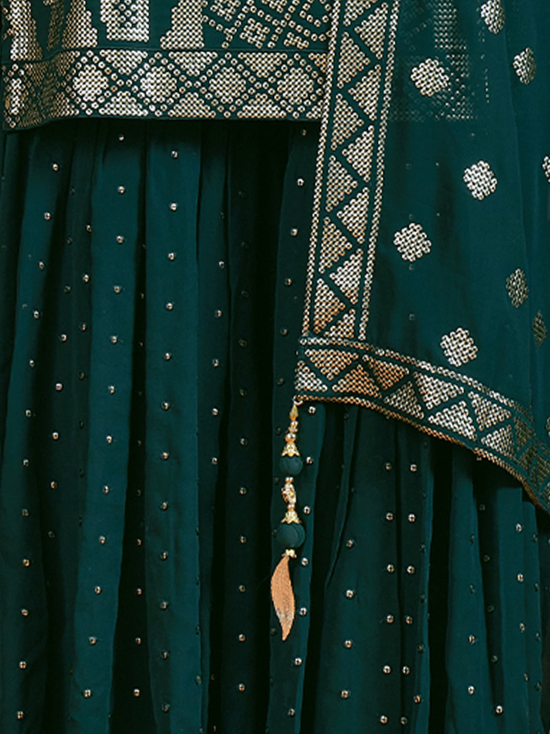 Teal Embroidered Georgette Partywear Stitched Kurta Set