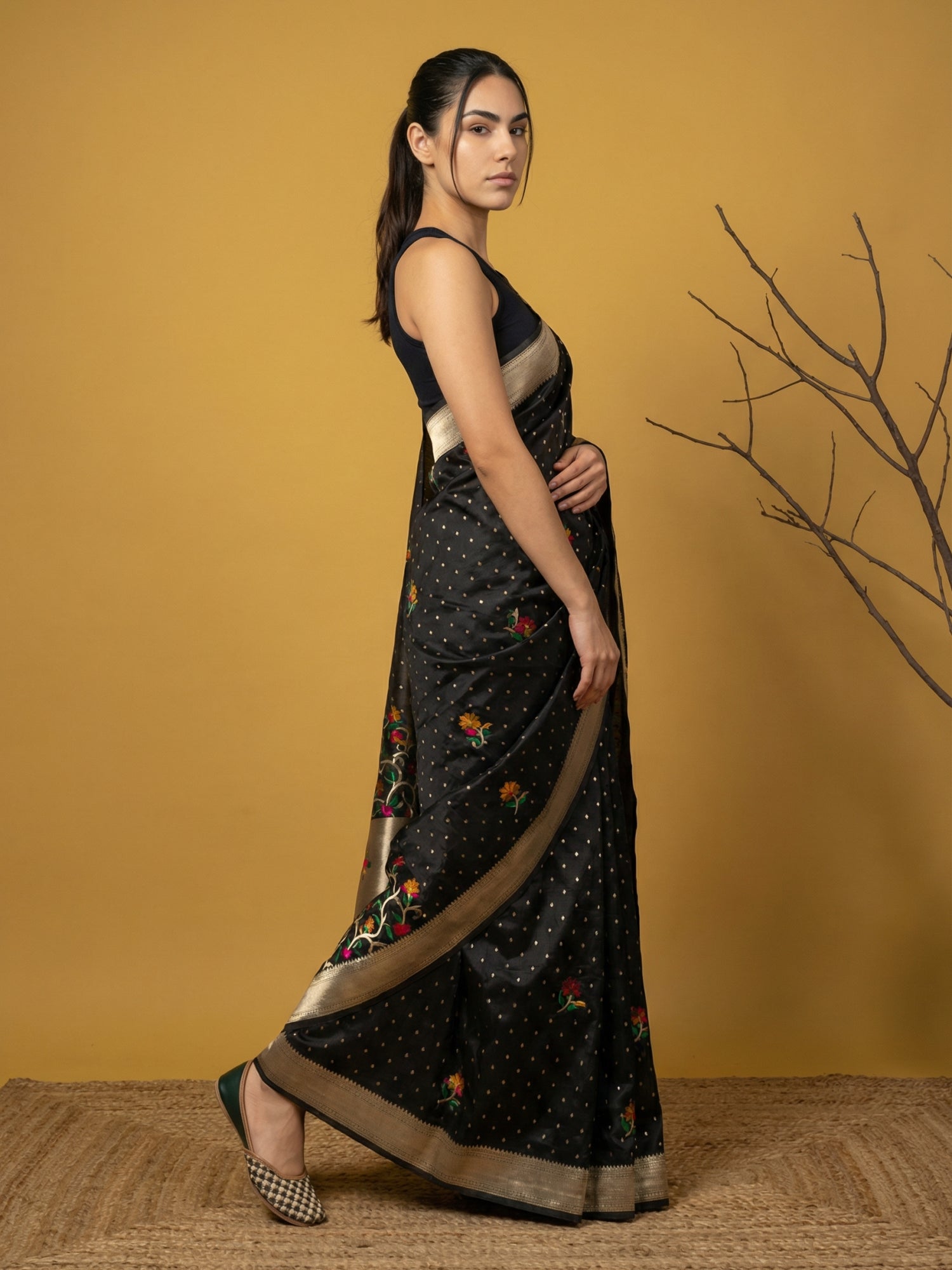 Soft Organza Meenakari Woven Saree with Jamdani Zari Pallu and Brocade Blouse Festive Wedding Party Wear Saree