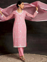 Libas Pink Embroidered Cotton Pakistani Suit