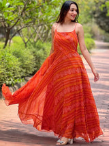 Portland Orange Bandhej Print Dress