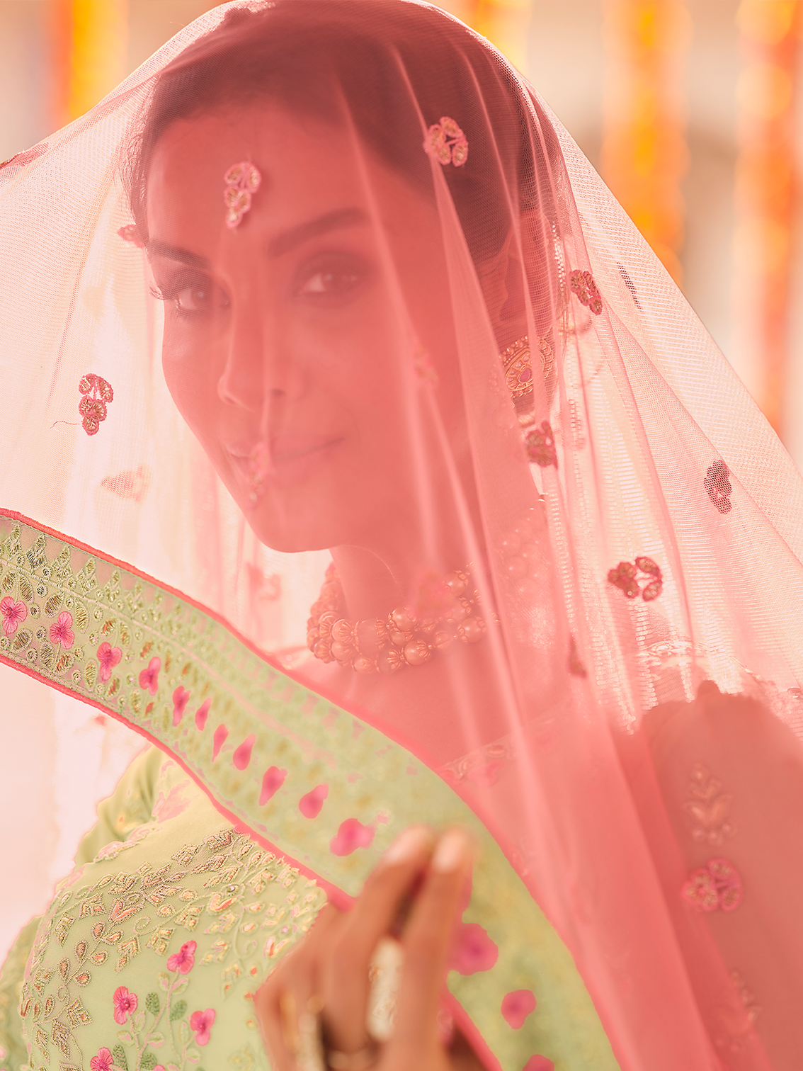 Green Embroidered Georgette Semi Stitched Lehenga With Unstitched Blouse